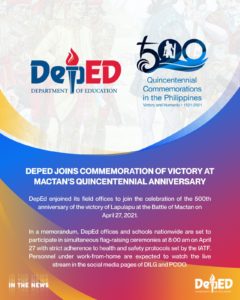 DepEd joins commemoration of Victory at Mactan's Quincentennial anniversary